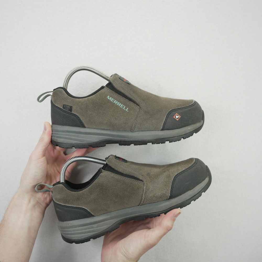 Merrell Work Windock Moc Steel Toe Slip On Shoes Brown Suede J17830 Womens 8.5
